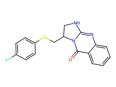 3-{[(4-fluorophenyl)sulfanyl]methyl}-2,3-dihydroimidazo[2,1-b]quinazolin-5(1H)-one structure