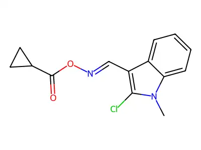 [(2-Chloro-1-methylindol-3-yl)methylideneamino] cyclopropanecarboxylate structure