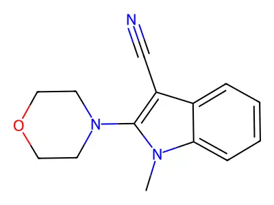 1-methyl-2-morpholino-1H-indole-3-carbonitrile structure