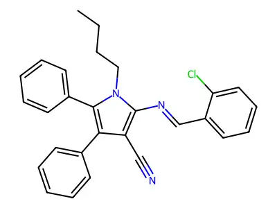 1-Butyl-2-[(2-chlorophenyl)methylideneamino]-4,5-diphenylpyrrole-3-carbonitrile structure