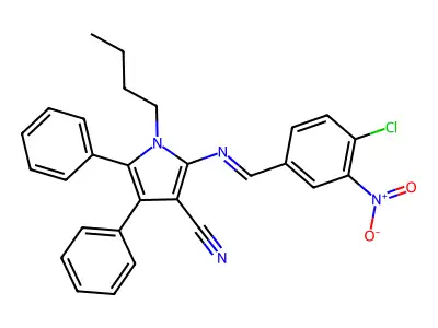 1-butyl-2-[(4-chloro-3-nitrophenyl)methylideneamino]-4,5-diphenylpyrrole-3-carbonitrile structure