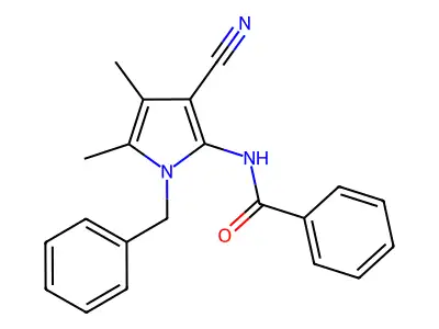 N-(1-benzyl-3-cyano-4,5-dimethyl-1H-pyrrol-2-yl)benzenecarboxamide structure