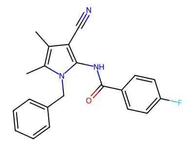 N-(1-benzyl-3-cyano-4,5-dimethyl-1H-pyrrol-2-yl)-4-fluorobenzenecarboxamide structure