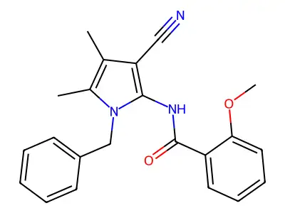N-(1-benzyl-3-cyano-4,5-dimethyl-1H-pyrrol-2-yl)-2-methoxybenzenecarboxamide structure