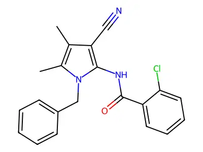 N-(1-benzyl-3-cyano-4,5-dimethyl-1H-pyrrol-2-yl)-2-chlorobenzenecarboxamide structure