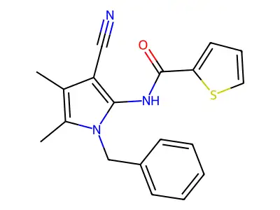N-(1-benzyl-3-cyano-4,5-dimethyl-1H-pyrrol-2-yl)-2-thiophenecarboxamide structure