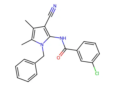 N-(1-benzyl-3-cyano-4,5-dimethyl-1H-pyrrol-2-yl)-3-chlorobenzenecarboxamide structure