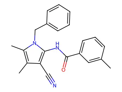 N-(1-benzyl-3-cyano-4,5-dimethyl-1H-pyrrol-2-yl)-3-methylbenzenecarboxamide structure