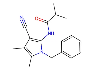 N-(1-benzyl-3-cyano-4,5-dimethyl-1H-pyrrol-2-yl)-2-methylpropanamide structure