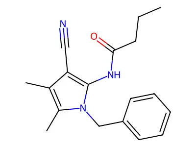 N-(1-benzyl-3-cyano-4,5-dimethyl-1H-pyrrol-2-yl)butanamide structure