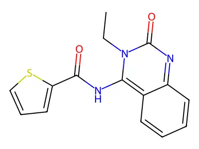 N-[3-ethyl-2-oxo-2,3-dihydro-4(1H)-quinazolinyliden]-2-thiophenecarboxamide structure