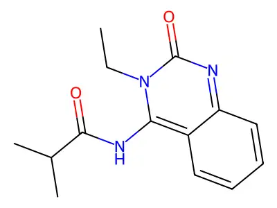 N-[3-ethyl-2-oxo-2,3-dihydro-4(1H)-quinazolinyliden]-2-methylpropanamide structure