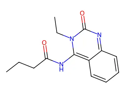 N-[3-ethyl-2-oxo-2,3-dihydro-4(1H)-quinazolinyliden]butanamide structure