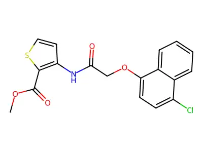 Methyl 3-({2-[(4-chloro-1-naphthyl)oxy]acetyl}amino)-2-thiophenecarboxylate structure