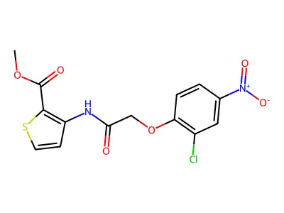 Methyl 3-{[2-(2-chloro-4-nitrophenoxy)acetyl]amino}-2-thiophenecarboxylate structure