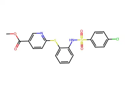Methyl 6-[(2-{[(4-chlorophenyl)sulfonyl]amino}phenyl)sulfanyl]nicotinate structure