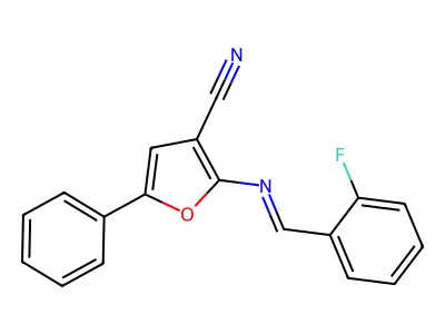 2-[(2-Fluorophenyl)methylideneamino]-5-phenylfuran-3-carbonitrile structure