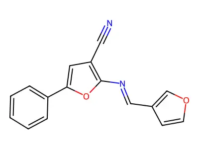 2-(Furan-3-ylmethylideneamino)-5-phenylfuran-3-carbonitrile structure
