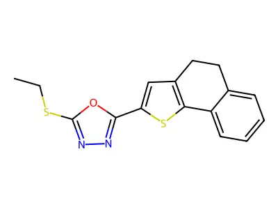 2-(4,5-Dihydronaphtho[1,2-b]thiophen-2-yl)-5-(ethylsulfanyl)-1,3,4-oxadiazole structure