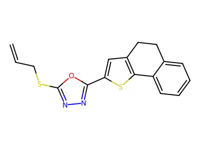 2-(Allylsulfanyl)-5-(4,5-dihydronaphtho[1,2-b]thiophen-2-yl)-1,3,4-oxadiazole structure