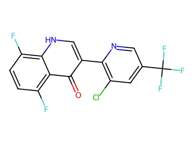 3-[3-chloro-5-(trifluoromethyl)-2-pyridinyl]-5,8-difluoro-4(1H)-quinolinone structure