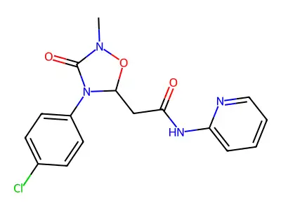 2-[4-(4-chlorophenyl)-2-methyl-3-oxo-1,2,4-oxadiazolan-5-yl]-N-(2-pyridinyl)acetamide structure