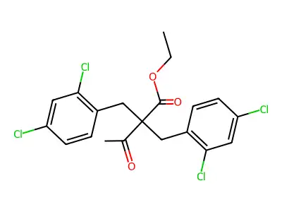 Ethyl 2,2-bis[(2,4-dichlorophenyl)methyl]-3-oxobutanoate structure