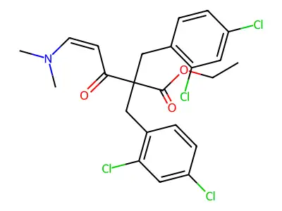 Ethyl 2,2-bis[(2,4-dichlorophenyl)methyl]-5-(dimethylamino)-3-oxopent-4-enoate structure