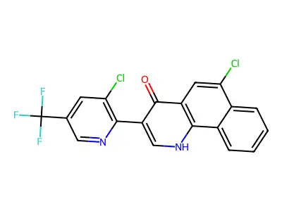 6-chloro-3-[3-chloro-5-(trifluoromethyl)-2-pyridinyl]benzo[h]quinolin-4(1H)-one structure