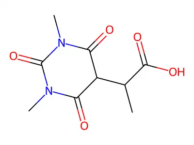 2-(1,3-Dimethyl-2,4,6-trioxohexahydro-5-pyrimidinyl)propanoic acid structure