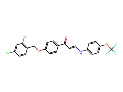 (E)-1-{4-[(2,4-dichlorobenzyl)oxy]phenyl}-3-[4-(trifluoromethoxy)anilino]-2-propen-1-one structure