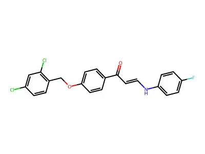 1-[4-[(2,4-Dichlorophenyl)methoxy]phenyl]-3-(4-fluoroanilino)prop-2-en-1-one structure
