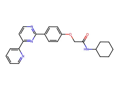N-cyclohexyl-2-{4-[4-(2-pyridinyl)-2-pyrimidinyl]phenoxy}acetamide structure