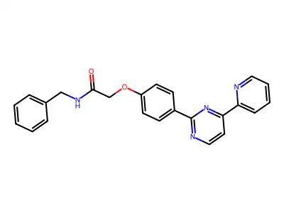N-benzyl-2-{4-[4-(2-pyridinyl)-2-pyrimidinyl]phenoxy}acetamide structure