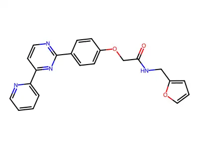 N-(2-furylmethyl)-2-{4-[4-(2-pyridinyl)-2-pyrimidinyl]phenoxy}acetamide structure