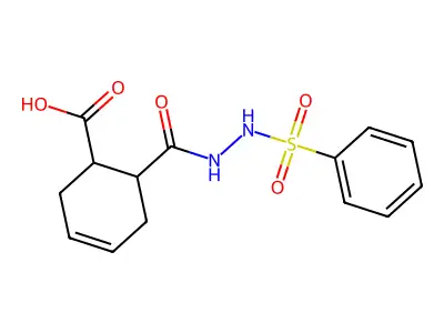 6-{[2-(Phenylsulfonyl)hydrazino]carbonyl}-3-cyclohexene-1-carboxylic acid structure