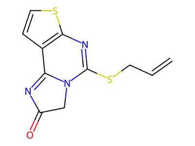 5-(allylsulfanyl)imidazo[1,2-c]thieno[3,2-e]pyrimidin-2(3H)-one structure