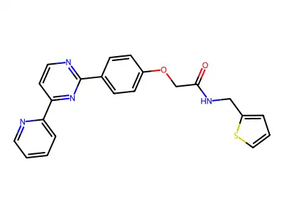 2-{4-[4-(2-pyridinyl)-2-pyrimidinyl]phenoxy}-N-(2-thienylmethyl)acetamide structure