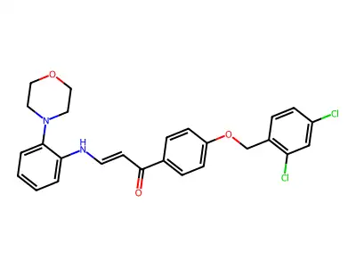 (E)-1-{4-[(2,4-dichlorobenzyl)oxy]phenyl}-3-(2-morpholinoanilino)-2-propen-1-one structure