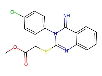 methyl 2-{[3-(4-chlorophenyl)-4-imino-3,4-dihydro-2-quinazolinyl]sulfanyl}acetate structure