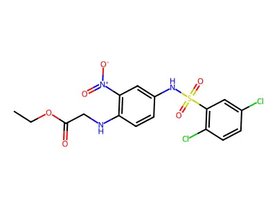 Ethyl 2-(4-{[(2,5-dichlorophenyl)sulfonyl]amino}-2-nitroanilino)acetate structure