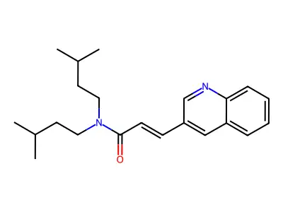 N,N-bis(3-methylbutyl)-3-quinolin-3-ylprop-2-enamide structure