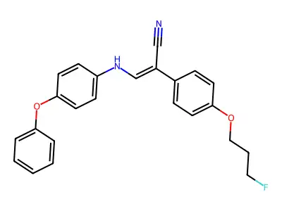 (Z)-2-[4-(3-fluoropropoxy)phenyl]-3-(4-phenoxyanilino)-2-propenenitrile structure