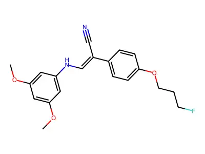 (Z)-3-(3,5-dimethoxyanilino)-2-[4-(3-fluoropropoxy)phenyl]-2-propenenitrile structure