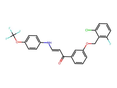 (E)-1-{3-[(2-chloro-6-fluorobenzyl)oxy]phenyl}-3-[4-(trifluoromethoxy)anilino]-2-propen-1-one structure