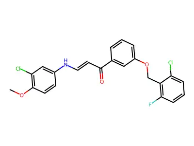 (E)-1-{3-[(2-chloro-6-fluorobenzyl)oxy]phenyl}-3-(3-chloro-4-methoxyanilino)-2-propen-1-one structure