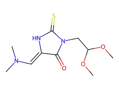 3-(2,2-dimethoxyethyl)-5-(dimethylaminomethylidene)-2-sulfanylidene-imidazolidin-4-one structure