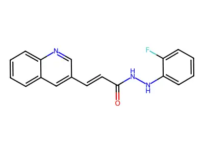 N'-(2-fluorophenyl)-3-quinolin-3-ylprop-2-enehydrazide structure