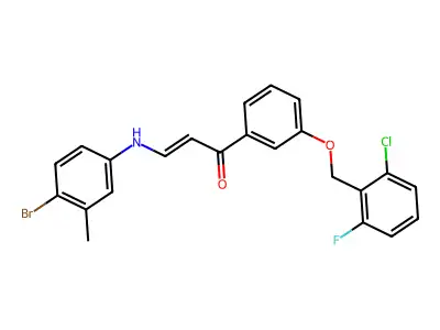 3-(4-bromo-3-methylanilino)-1-[3-[(2-chloro-6-fluorophenyl)methoxy]phenyl]prop-2-en-1-one structure