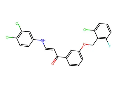 (E)-1-{3-[(2-chloro-6-fluorobenzyl)oxy]phenyl}-3-(3,4-dichloroanilino)-2-propen-1-one structure